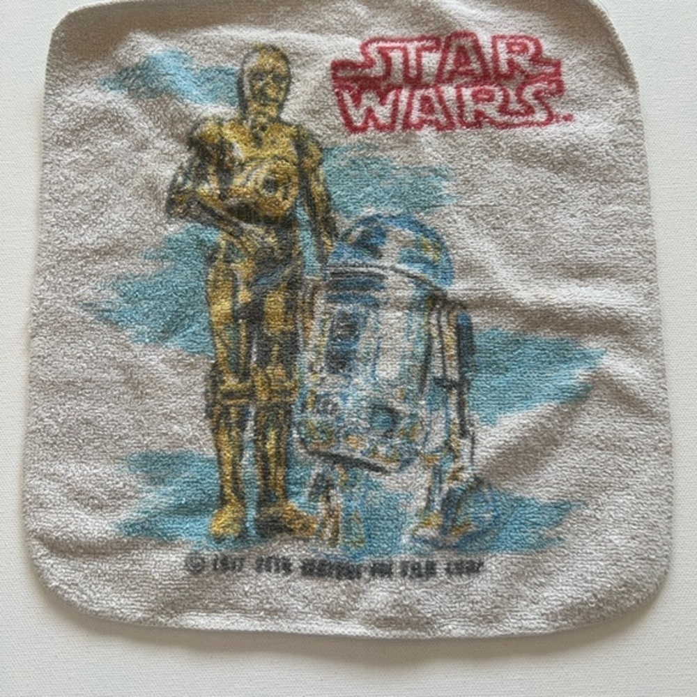 Vintage Star Wars Washcloth R2D2 C3-PO Movie 1970s Cutter 12 x 11 Pop Culture
